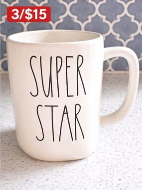 Rae Dunn Coffee Mug One Size Large Handle Super Star White Minimalist